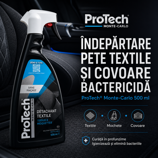 Mod de utilizare pentru indepartarea petelor de pe textile,mochete si covoare ProTech Monte-Calo