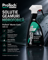 Mod utilizare pentru solutie de curatare  a geamurilor cu prorietati hidrofobice ProTech Monte-Carlo